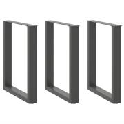 vidaXL Matbordsben U-formade 3 st antracit 70x(72-73) cm stål