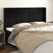 vidaXL Sänggavel med kanter svart 203x16x118/128 cm sammet