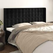 vidaXL Sänggavel med kanter svart 163x16x118/128 cm sammet