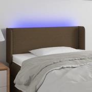 vidaXL Sänggavel LED mörkbrun 83x16x78/88 cm tyg