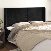 vidaXL Sänggavel med kanter svart 163x16x118/128 cm sammet