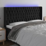 vidaXL Sänggavel LED svart 183x16x118/128 cm sammet