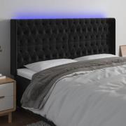 vidaXL Sänggavel LED svart 203x16x118/128 cm sammet