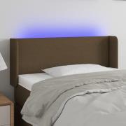 vidaXL Sänggavel LED mörkbrun 93x16x78/88 cm tyg