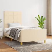 vidaXL Sängram utan madrass gräddvit 90x190 cm tyg