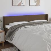 vidaXL Sänggavel LED mörkbrun 163x16x78/88 cm tyg