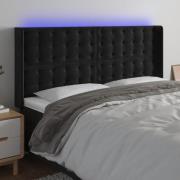 vidaXL Sänggavel LED svart 203x16x118/128 cm sammet