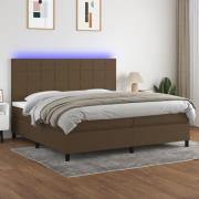vidaXL Ramsäng med madrass & LED mörkbrun 200x200 cm tyg