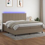 vidaXL Ramsäng med madrass & LED taupe 200x200 cm tyg