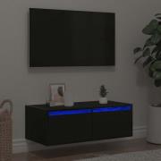 vidaXL Tv-bänk med LED-belysning svart 75x35,5x25 cm