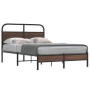 vidaXL Sängram utan madrass brun ek 135x190 cm konstruerad trä