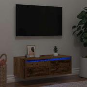 vidaXL Tv-bänk med LED-belysning åldrat trä 75x35,5x25 cm