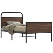 vidaXL Sängram utan madrass brun ek 107x203 cm konstruerad trä