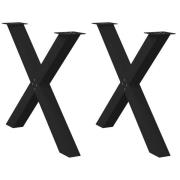 vidaXL Matbordsben X-formade 2 st svarta 90x(72-73) cm stål