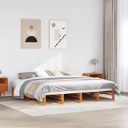 vidaXL Sängram utan madrass vaxbrun 180x200 cm massiv furu