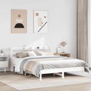 vidaXL Sängram utan madrass vit 140x200 cm massiv furu