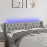vidaXL Sänggavel LED ljusgrå 163x16x78/88 cm tyg