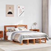 vidaXL Sängram utan madrass vaxbrun 150x200 cm massiv furu