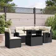 vidaXL Loungegrupp med dynor 6 delar svart konstrotting