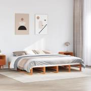 vidaXL Sängram utan madrass vaxbrun 200x200 cm massiv furu