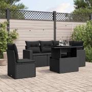 vidaXL Loungegrupp med dynor 6 delar svart konstrotting