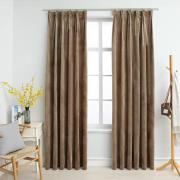 vidaXL Mörkläggningsgardiner 2 st med krokar sammet beige 140x245 cm