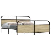 vidaXL Sängram utan madrass metall sonoma-ek 200x200 cm