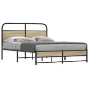 vidaXL Sängram utan madrass rökfärgad ek 135x190 cm konstruerad trä