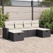 vidaXL Loungegrupp med dynor 6 delar svart konstrotting