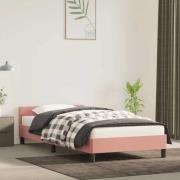 vidaXL Sängram med huvudgavel utan madrass rosa 90x190 cm sammet