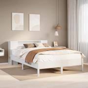 vidaXL Säng med bokhylla utan madrass vit 120x190 cm massiv furu