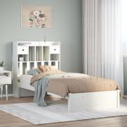 vidaXL Säng med bokhylla utan madrass vit 75x190cm massiv furu