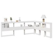 vidaXL Bokhylla sänggavel L-formad vit 140 cm massiv furu