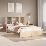 vidaXL Säng med bokhylla utan madrass 140x190cm massiv furu