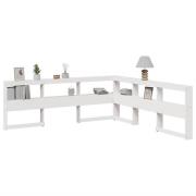 vidaXL Bokhylla sänggavel L-formad vit 180 cm massiv furu