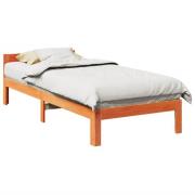 vidaXL Sängram utan madrass vaxad brun 90x200 cm massiv furu