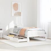 vidaXL Sängram med lådor vit 100x200 cm massiv furu