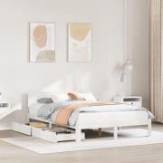 vidaXL Sängram med lådor vit 120x200 cm massiv furu