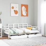 vidaXL Dagbädd med lådor vit 90x200 cm massiv furu