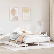 vidaXL Sängram utan madrass vit 140x190 cm massiv furu