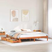 vidaXL Sängram utan madrass vaxbrun 180x200 cm massiv furu