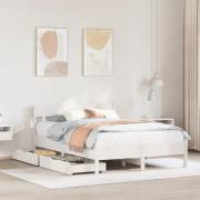 vidaXL Sängram utan madrass vit 120x200 cm massiv furu