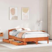 vidaXL Sängram utan madrass vaxbrun 120x200 cm massiv furu