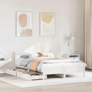 vidaXL Sängram utan madrass vit 135x190 cm massiv furu