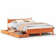 vidaXL Sängram utan madrass vaxbrun 150x200 cm massiv furu
