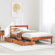 vidaXL Sängram utan madrass vaxad brun 90x190 cm massiv furu
