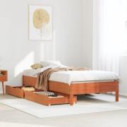 vidaXL Sängram utan madrass vaxad brun 90x200 cm massiv furu