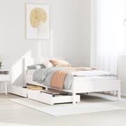 vidaXL Sängram utan madrass vit 100x200 cm massiv furu