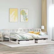 vidaXL Dagbädd utdragbar med lådor utan madrass vit 90x190 cm