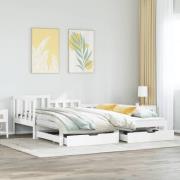 vidaXL Dagbädd utdragbar med lådor utan madrass vit 90x190 cm